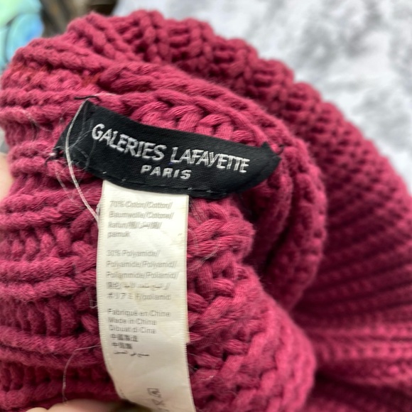 Galeries Lafayette Paris Raspberry knit stocking cap beanie - Picture 4 of 6